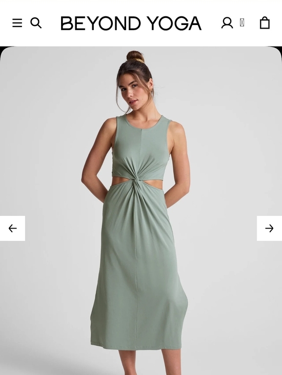 Beyond Yoga Dresses & Skirts - Beyond Yoga Sage Green Twist-Front Midi Dress